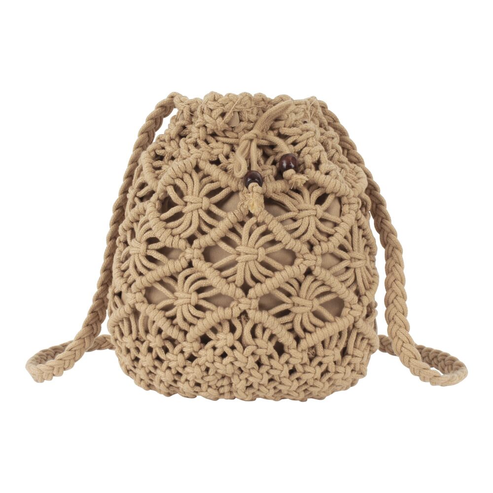 1902 Mini Cotton Crochet Crossbody Bag Summer Beach Shoulder Bag Drawstring